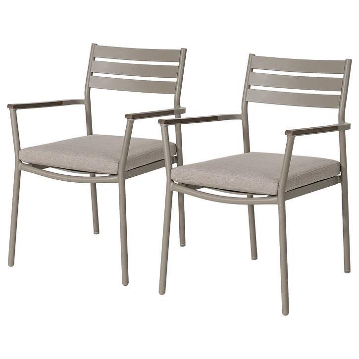 Gartenstuhl Evins 2er Set Aluminium Grau 2