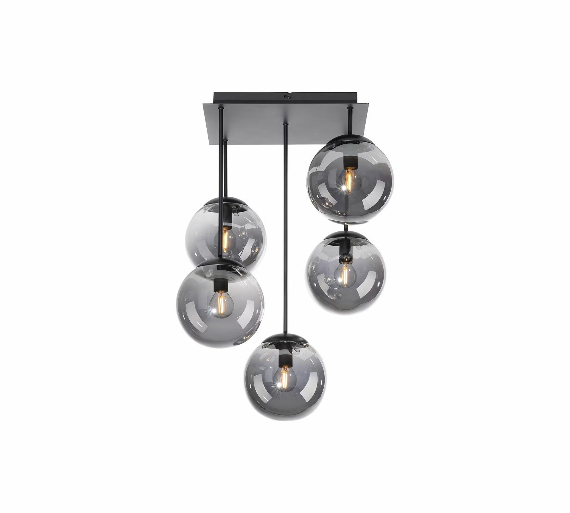 Ceiling light 5-flame glass black 5