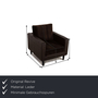 Sessel Leder Stoff Teilneubezug Braun 1