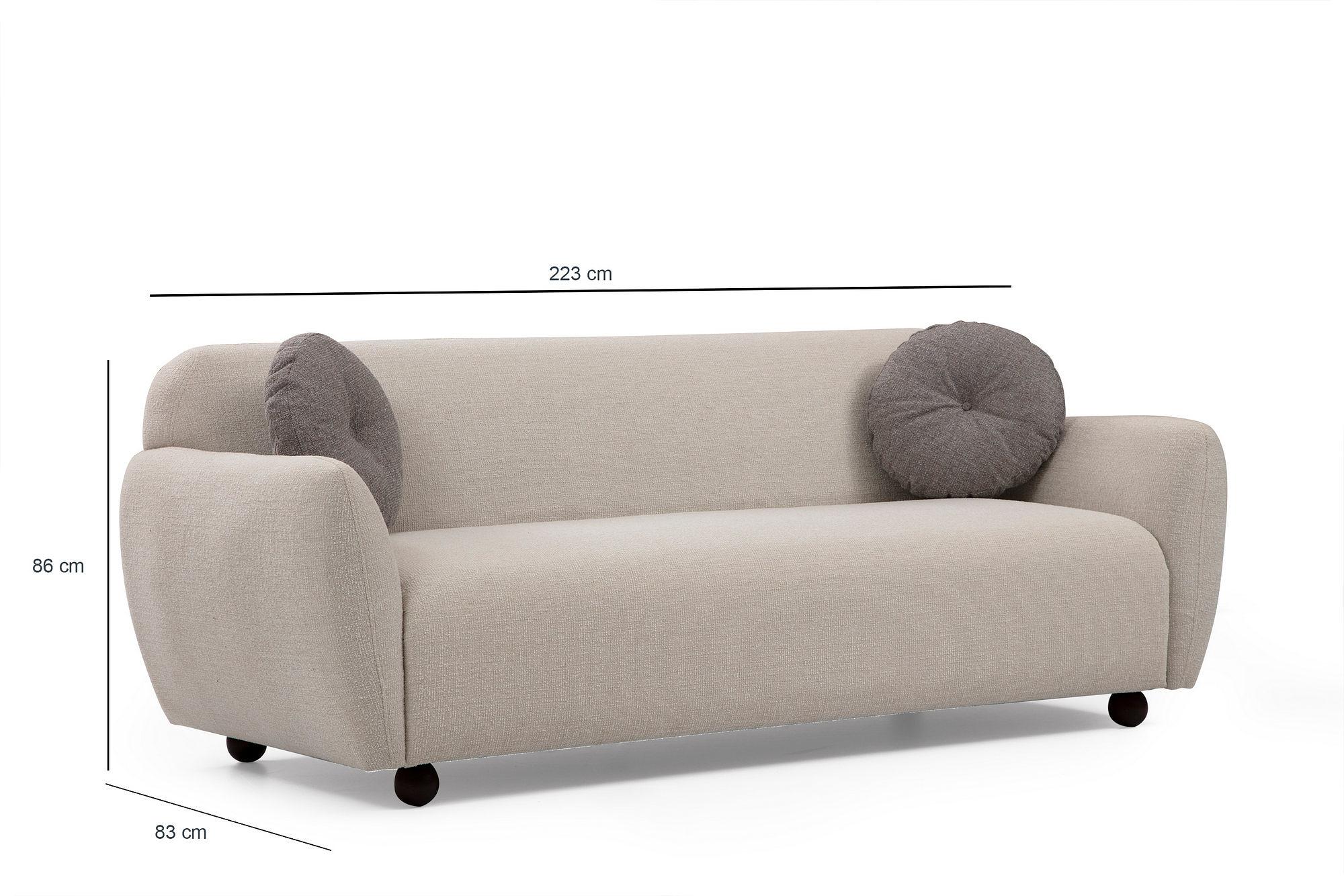 Eddy 3-seater sofa cream 6
