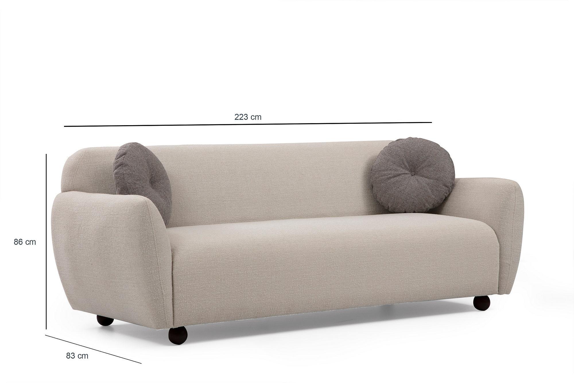 Eddy 3-Sitzer Sofa Creme 6