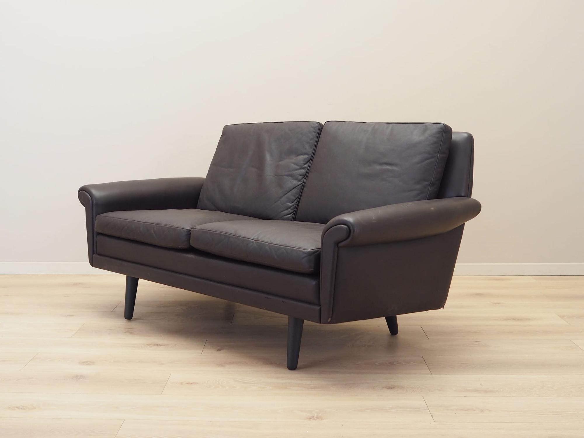 2-seater sofa leather brown 1960s 4
