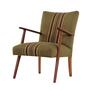 Vintage Stuhl Teakholz Textil Grün 1960er Jahre 0