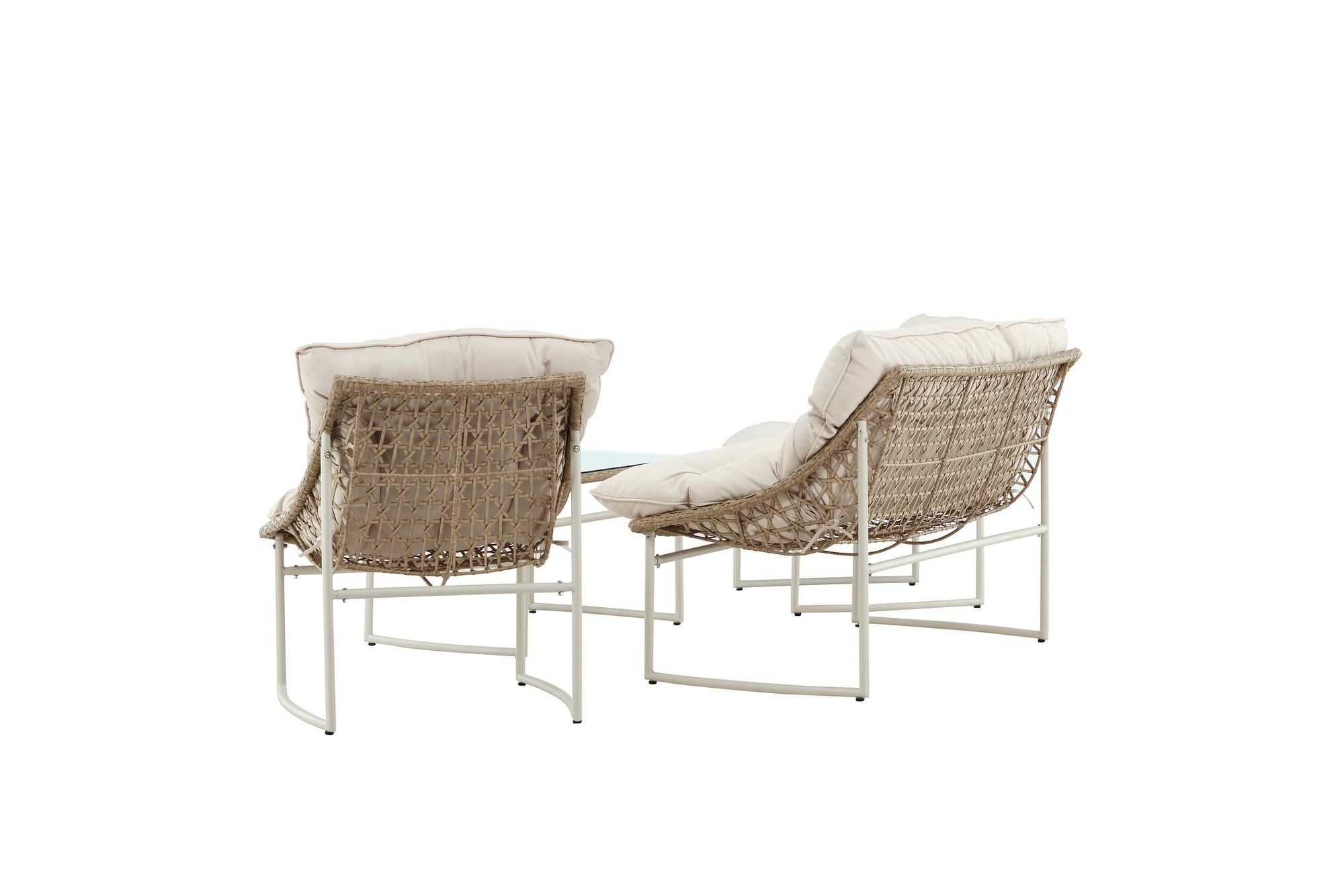 Tina Sofa-Set Polyrattan Stahl Cream 4