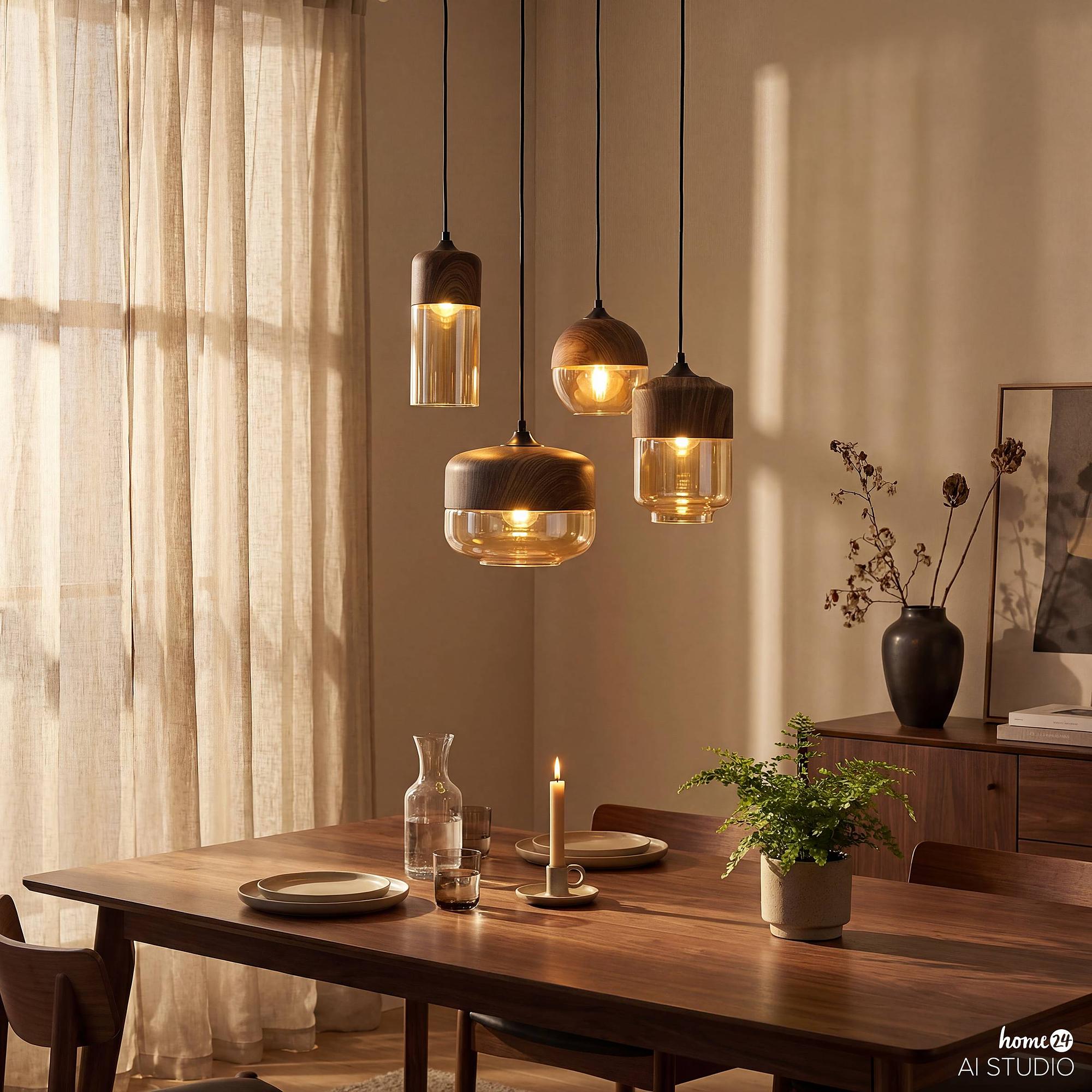 Kavon Pendelleuchte 1-flammig Eisen Farbglas 3