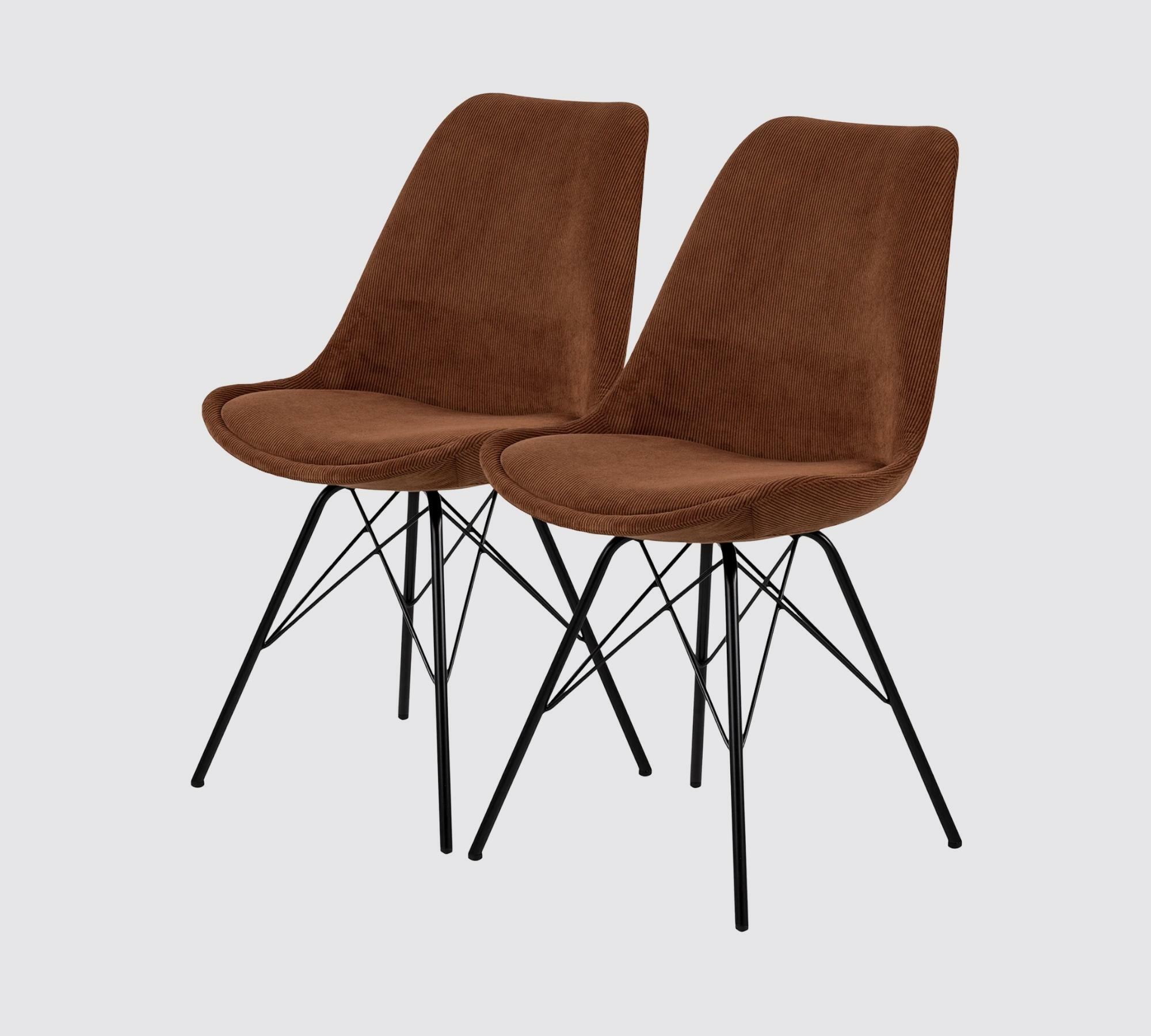 2x Esszimmerstuhl Cord Cognacfarben 0