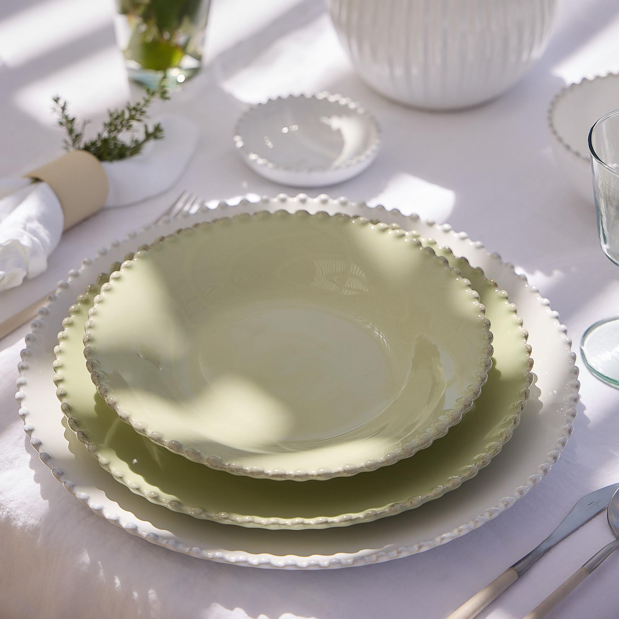 Soup Plate Pearl Set of 6 Ceramic Pistachio Green 2