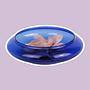 Vintage Kugel Vase Glas Blau 1990er Jahre 0