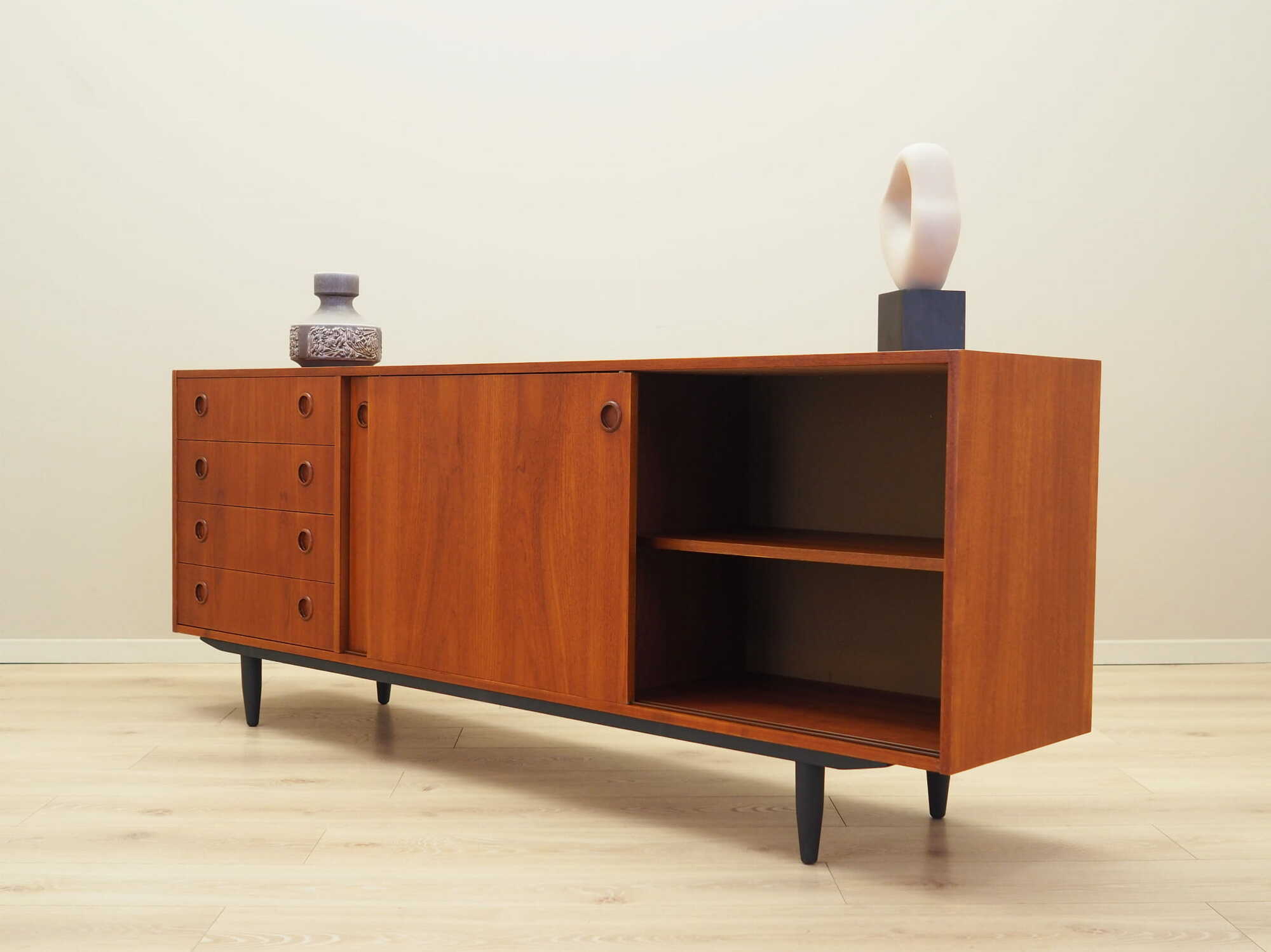 Vintage Sideboard Teakholz Braun 1970er Jahre 4