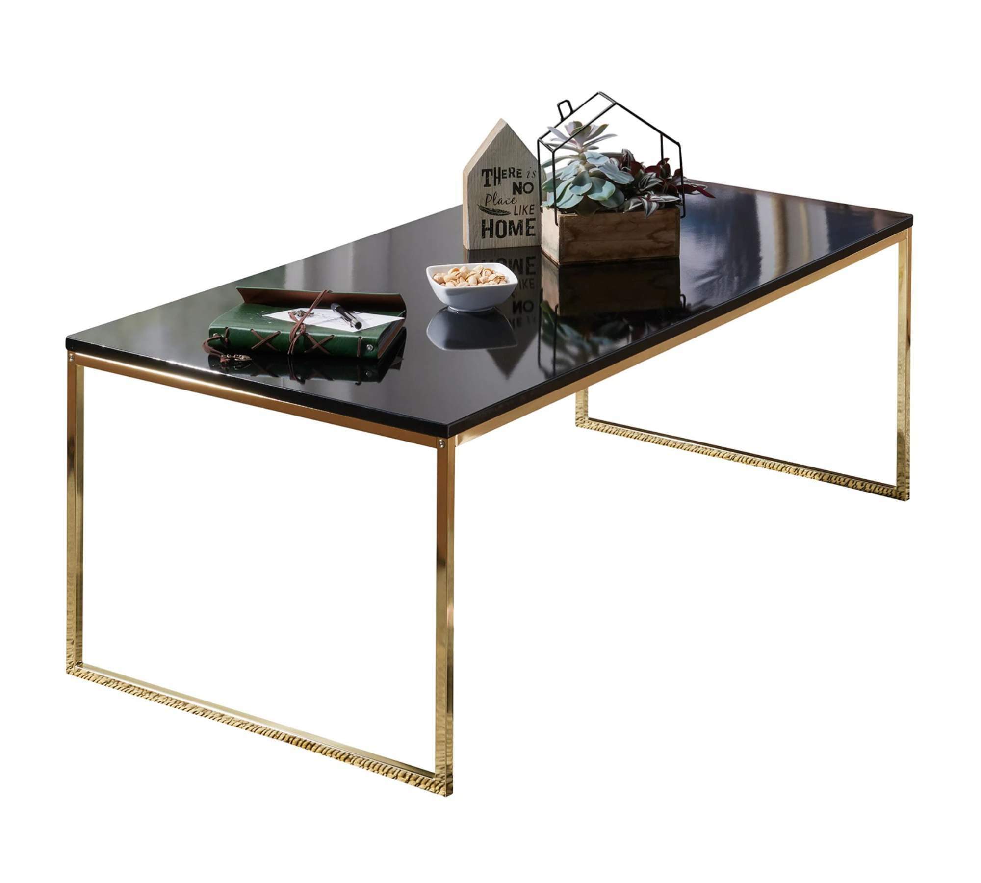 Couchtisch Holz Metall Schwarz Gold 1