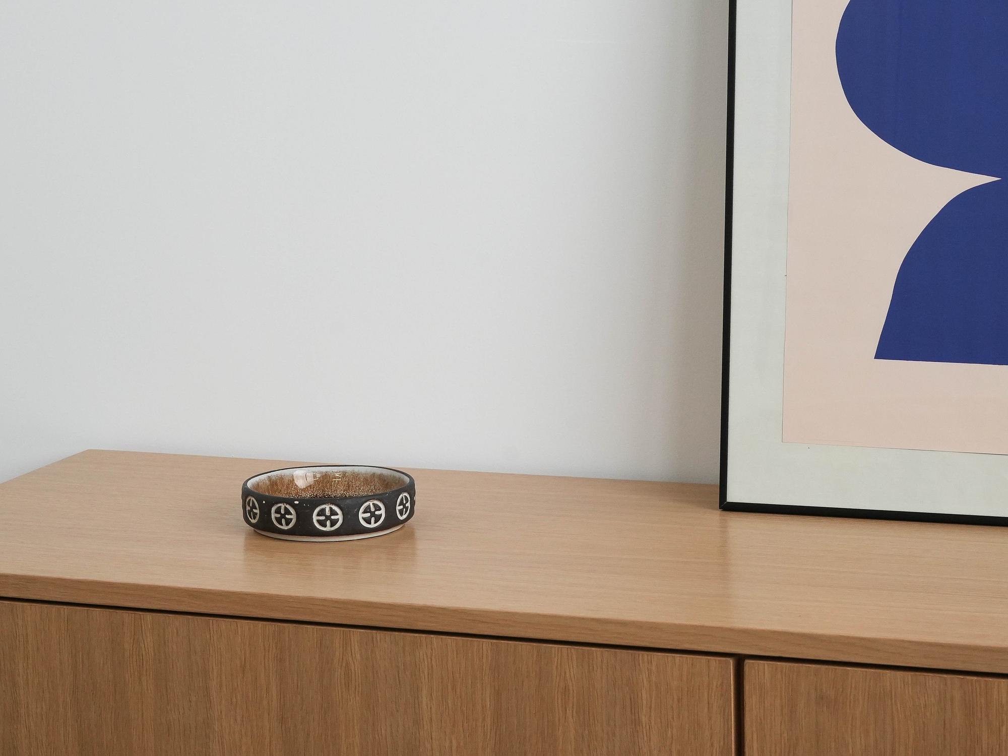 Ceramic bowl Brown White 1960s 4