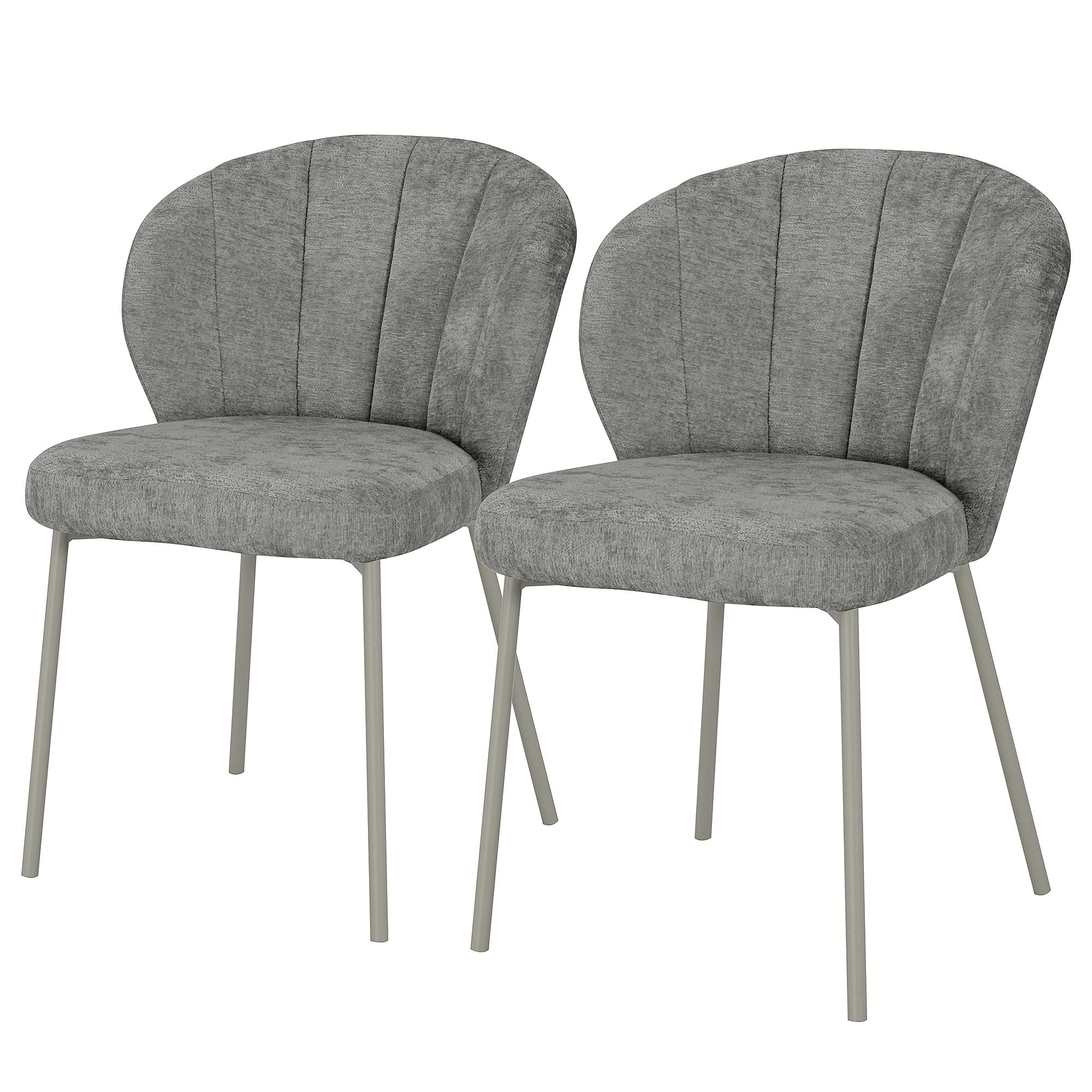 FIOLAA Upholstered Chair Set of 2 Grey 1