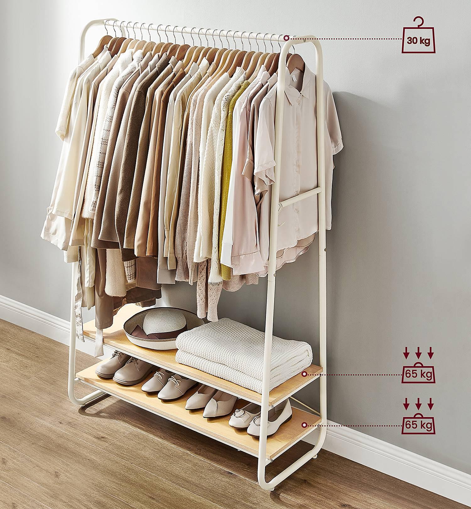 Coat rack Websterville metal oak decor white 4