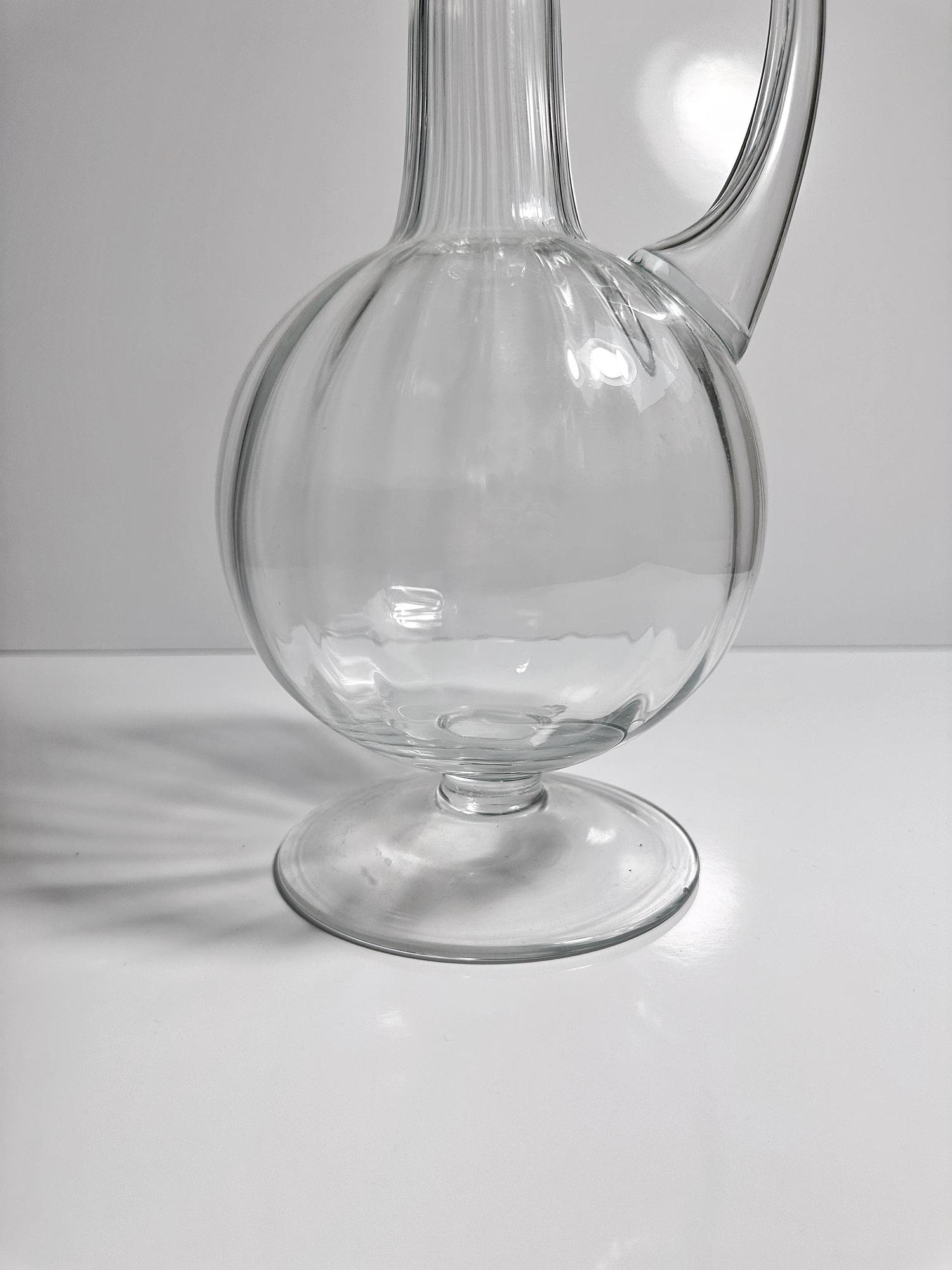 Vintage Wasserkrug Glas Transparent 1950er Jahre 7