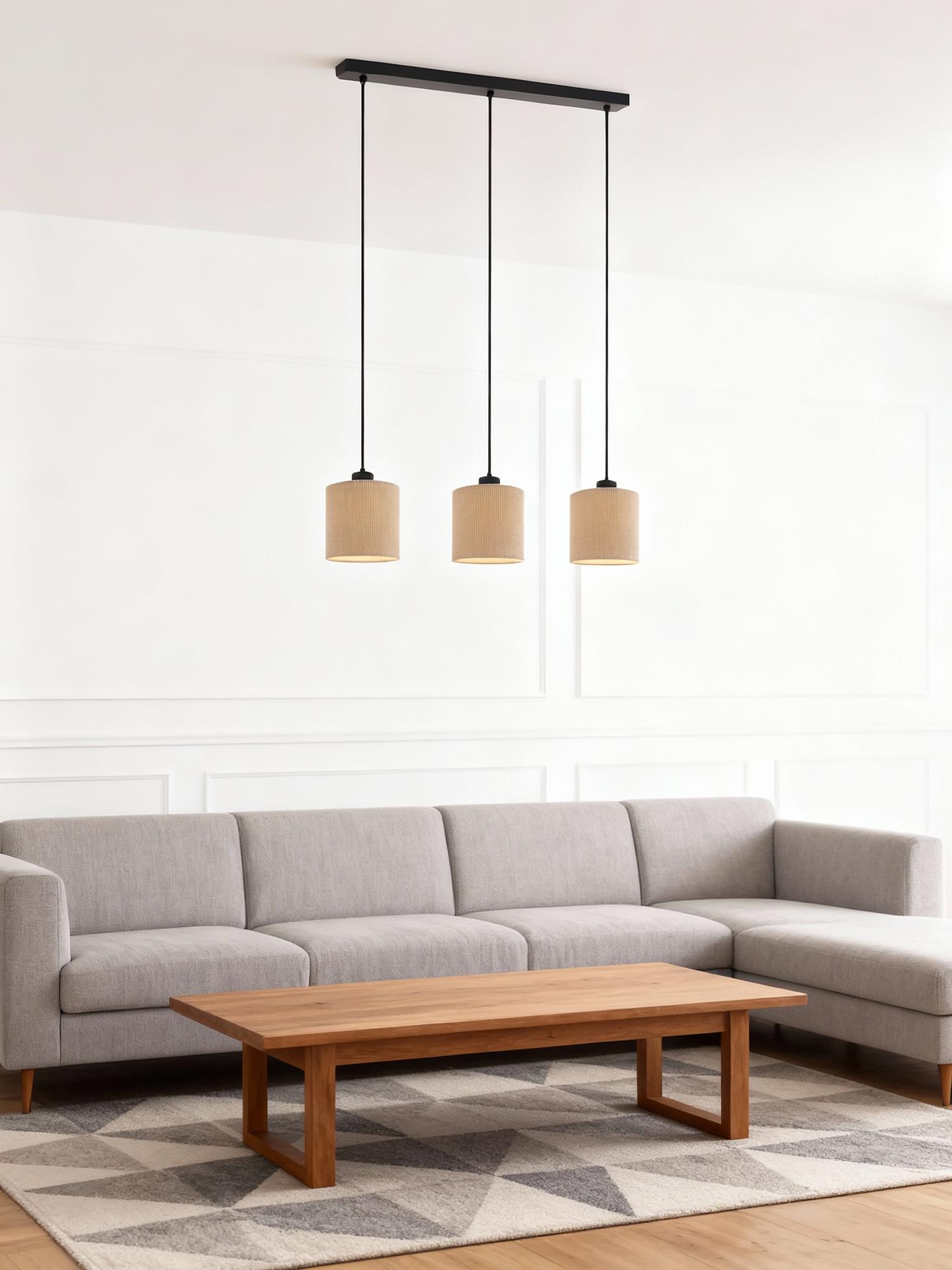 Coning Pendelleuchte 3-flammig Samt Hellbraun  2