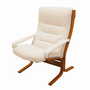 Vintage armchair textile wood cream 1970s 0