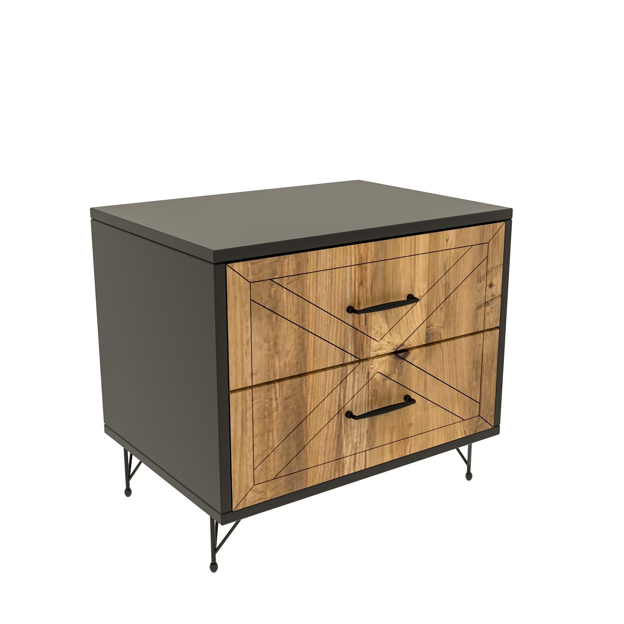 Felicita Bedside Table Wood Veneer Anthracite 0