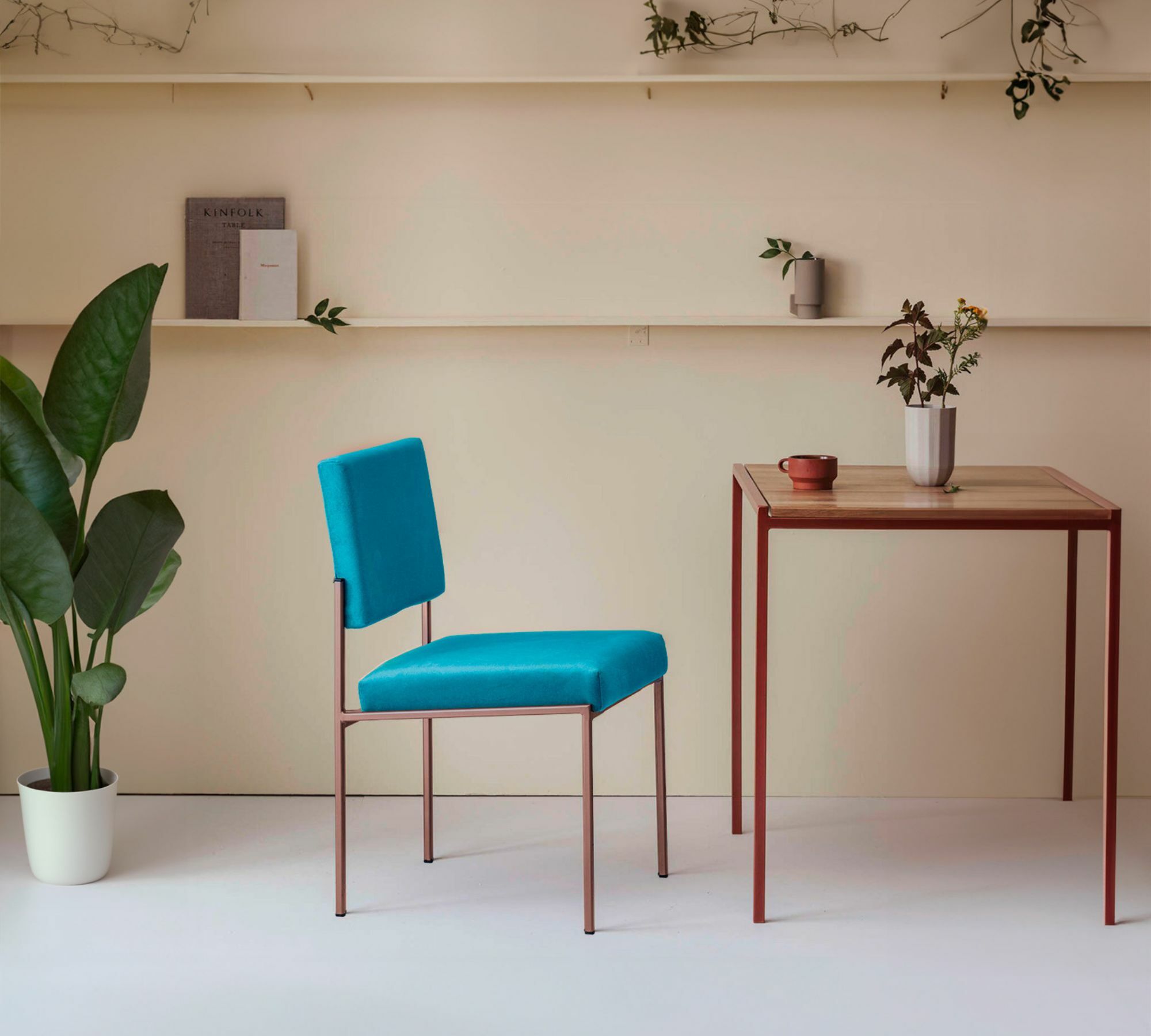 Cube Esszimmerstuhl Samt Ozeanblau Kupfer 0