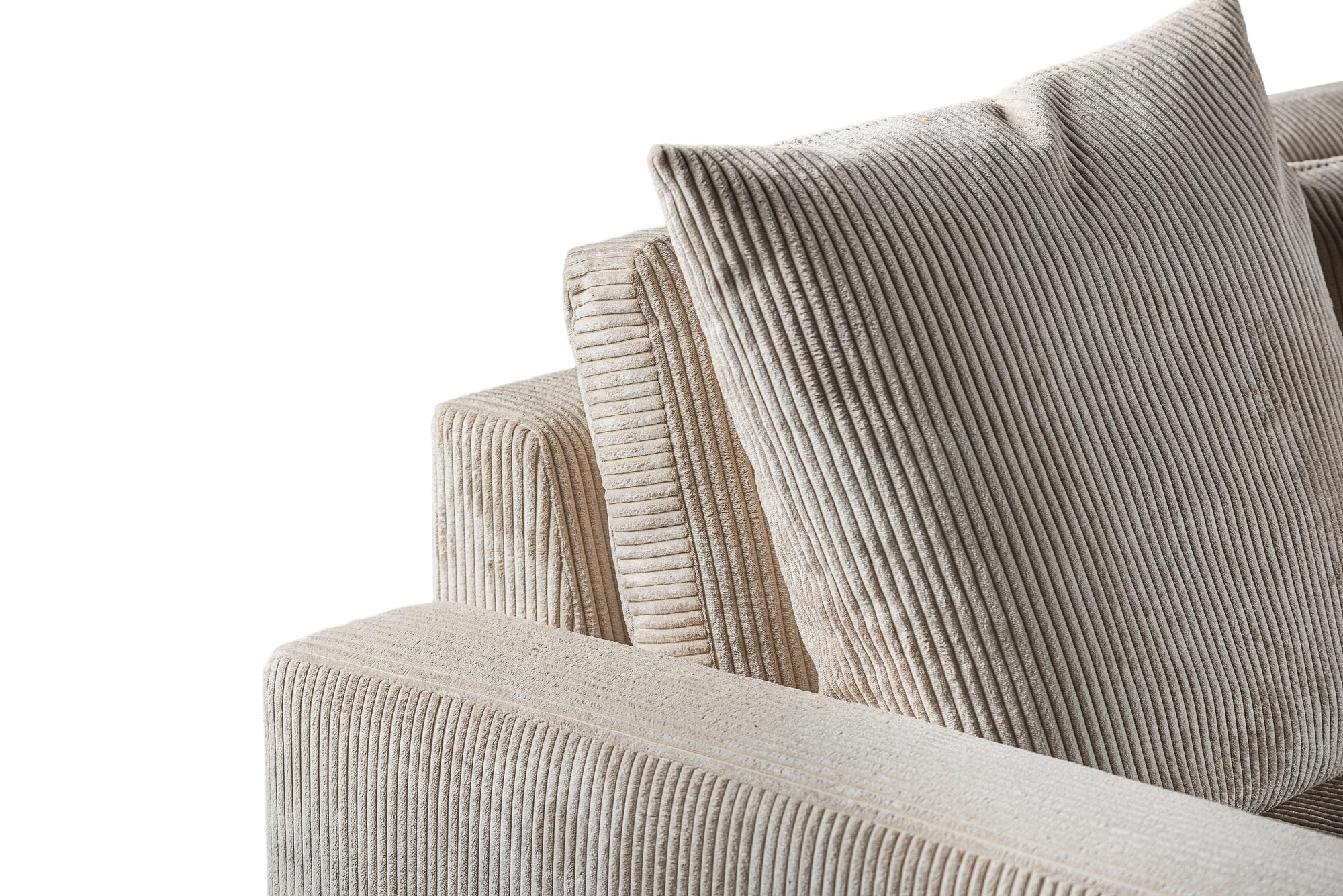 Sofa 3-Seater Right Left Beige 6
