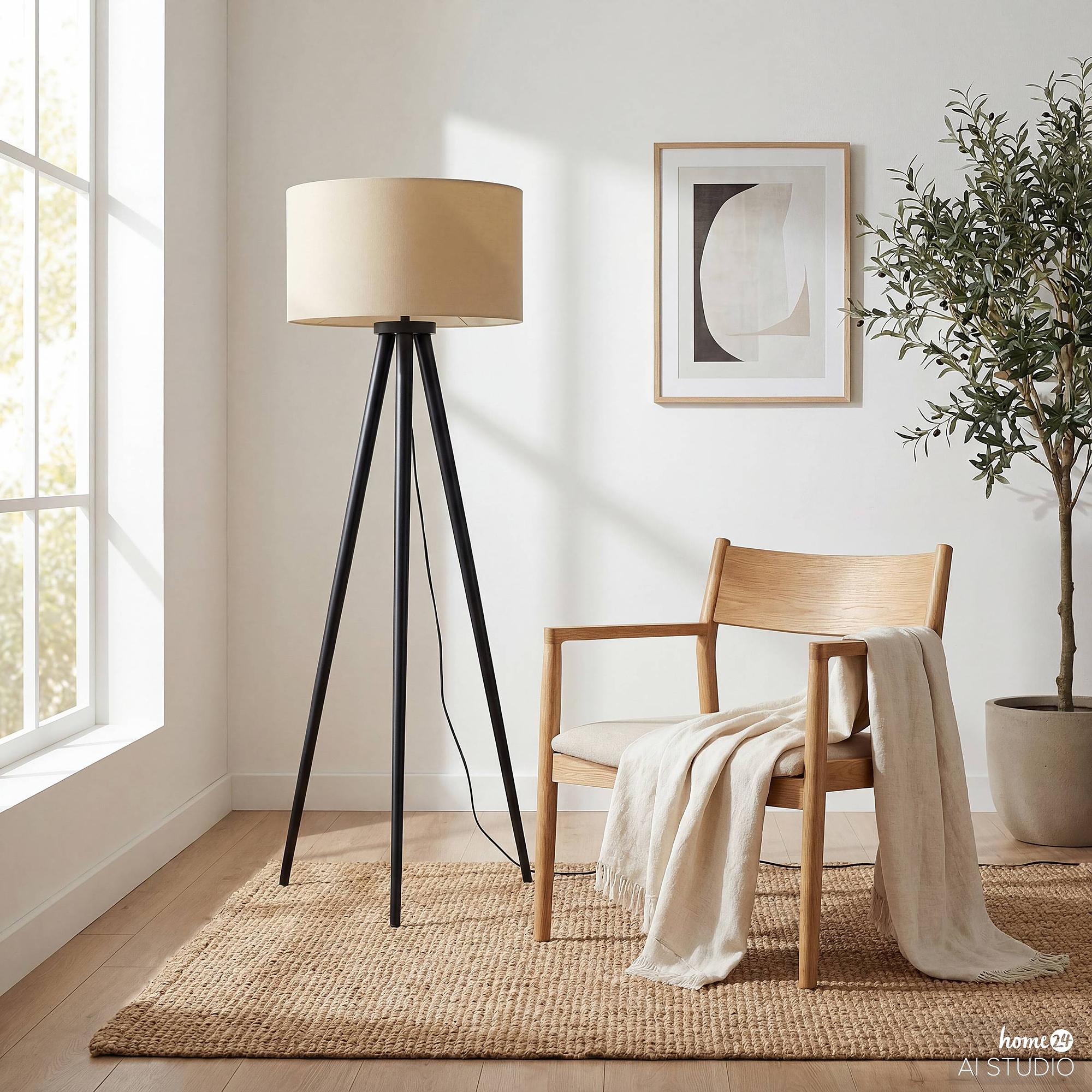 Floor Lamp Orbis 1-Light Solid Pine Terry Cloth 2