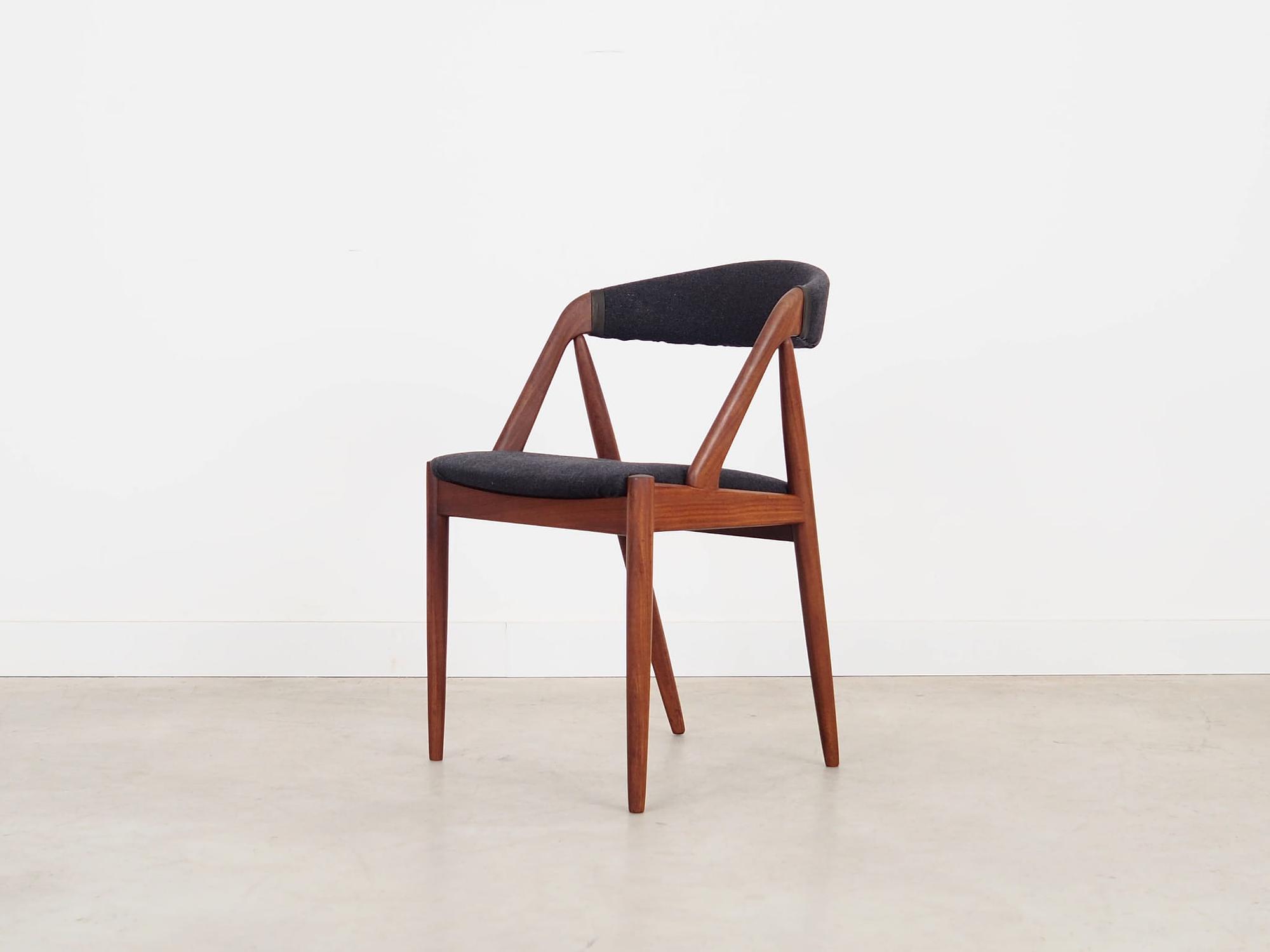 4x Vintage Armchair Teak Textile Black 1970s 13