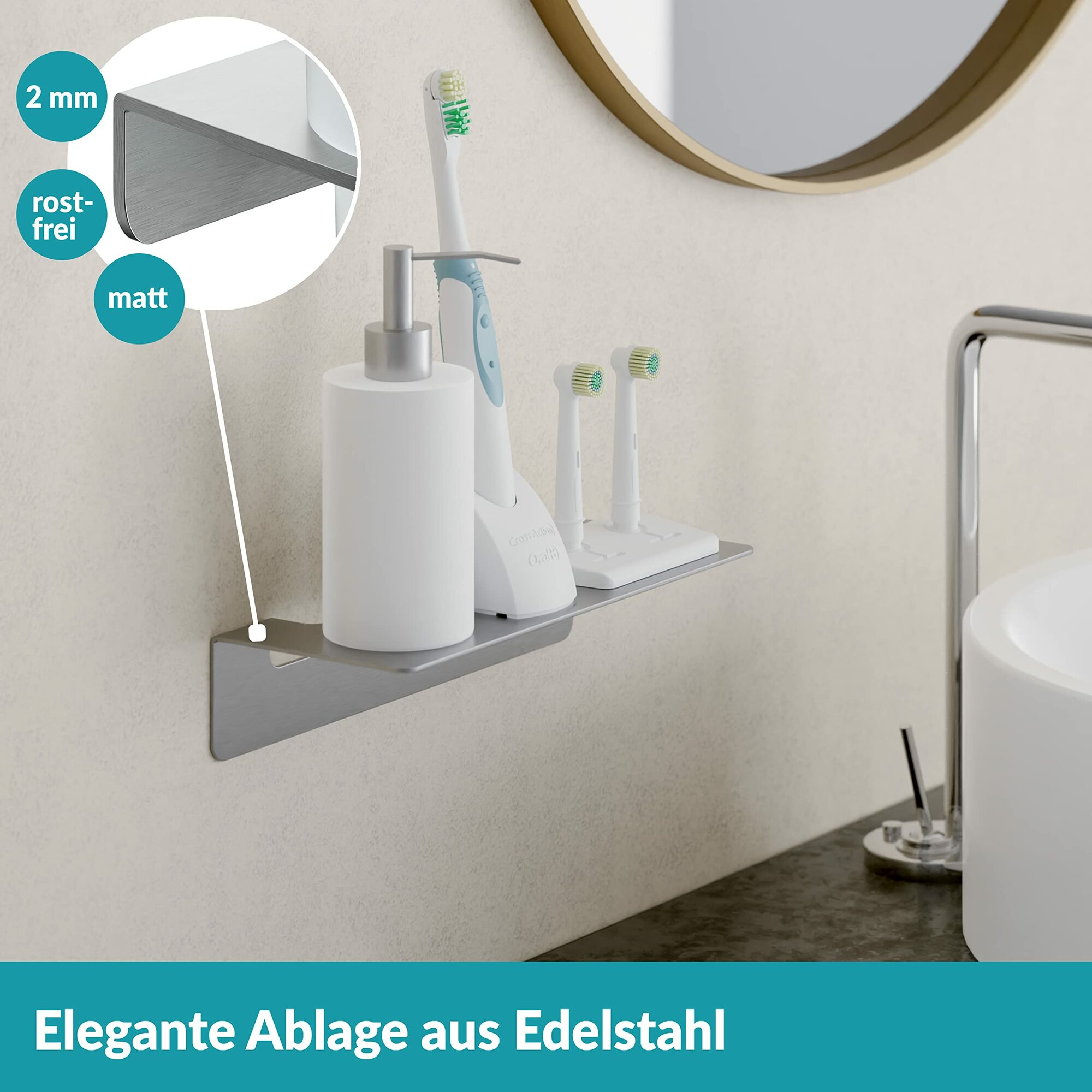 Badeablage Edelstahl Silber 1