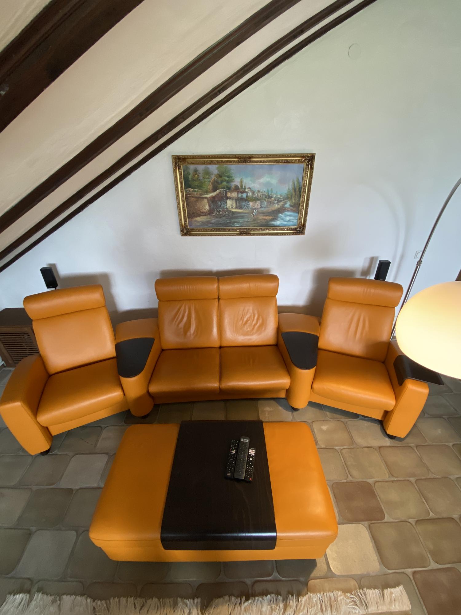Arion 4-Sitzer Sofa mit Hocker Leder 5