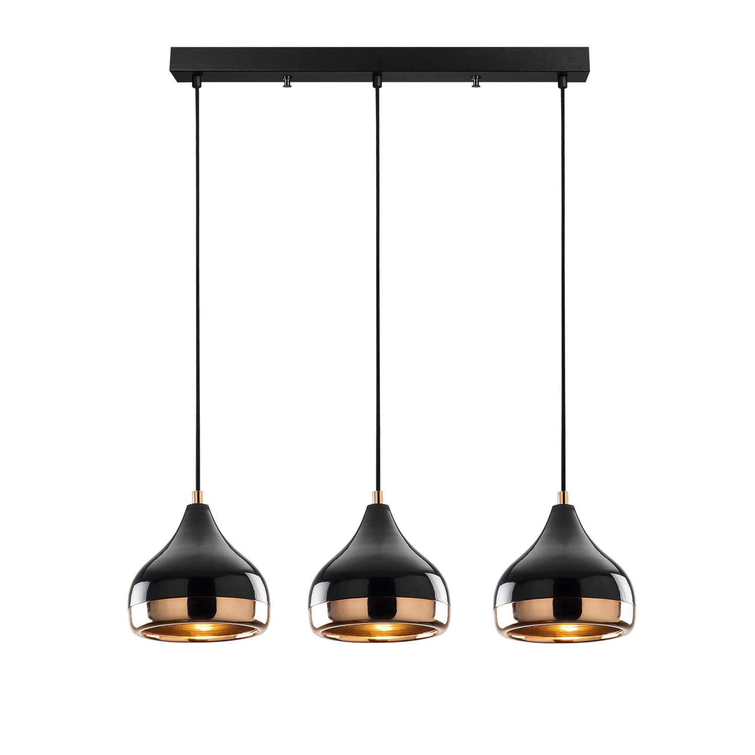 Pendant light 3 elements Adjustable height Black Gold 4