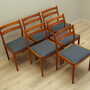 6x Vintage Chair Teak Wood Textile Brown 1970s 3