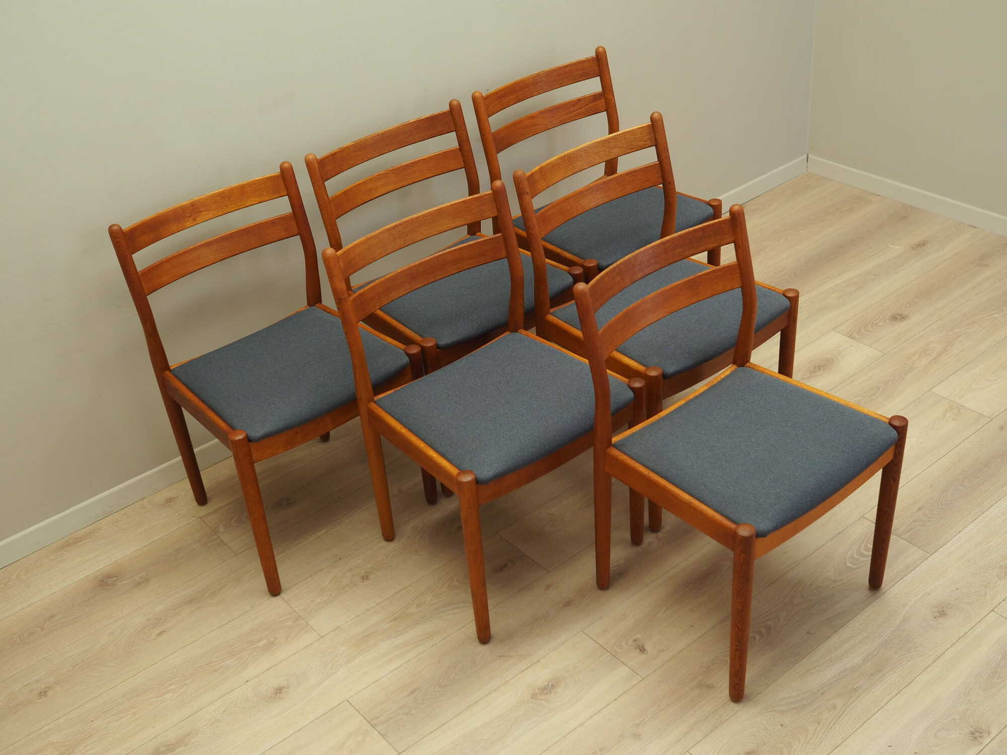 6x Vintage Stuhl Teakholz Textil Braun 1970er Jahre 3