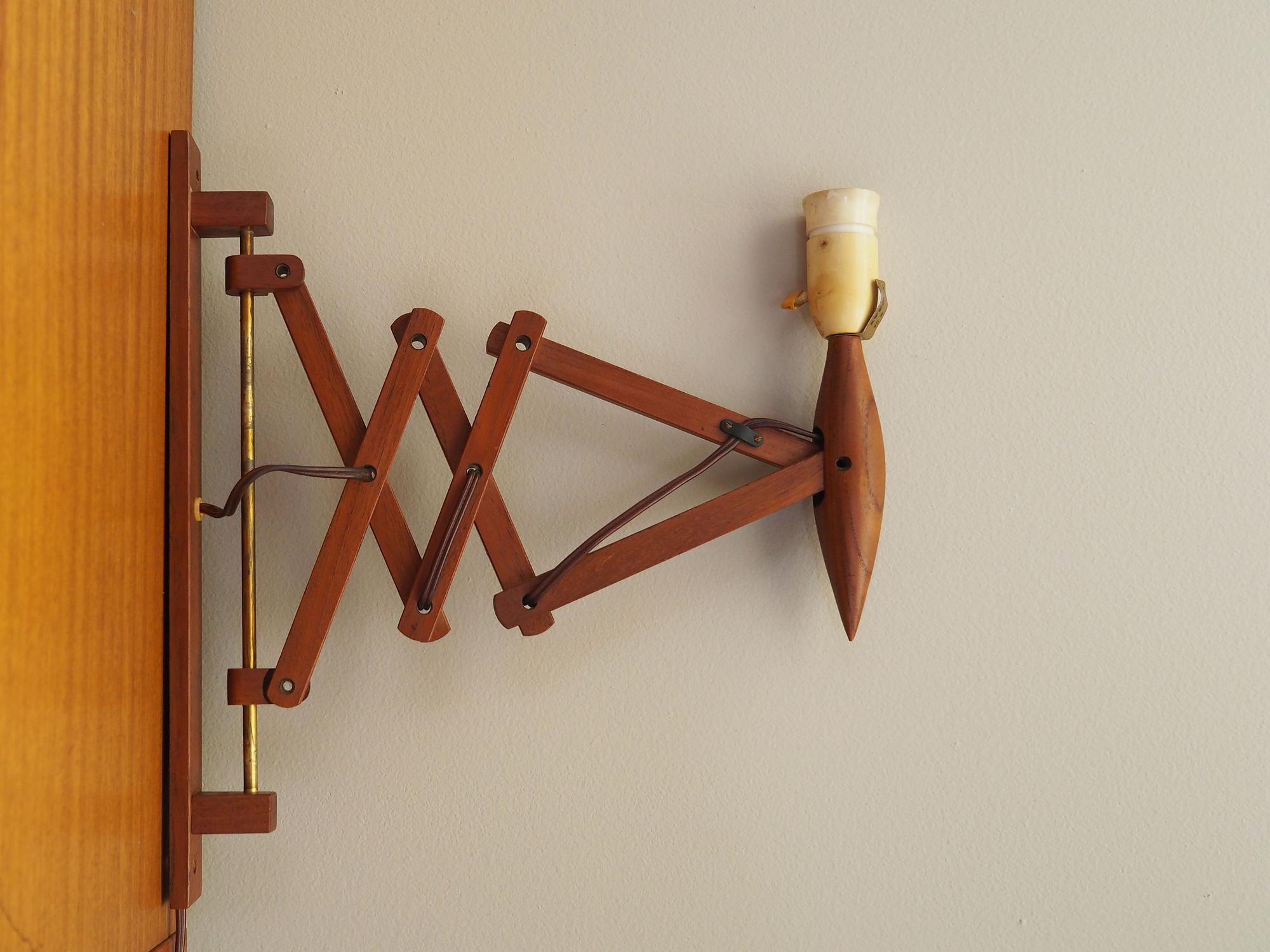 Scissor Wandleuchte Teakholz 1970er Jahre 1
