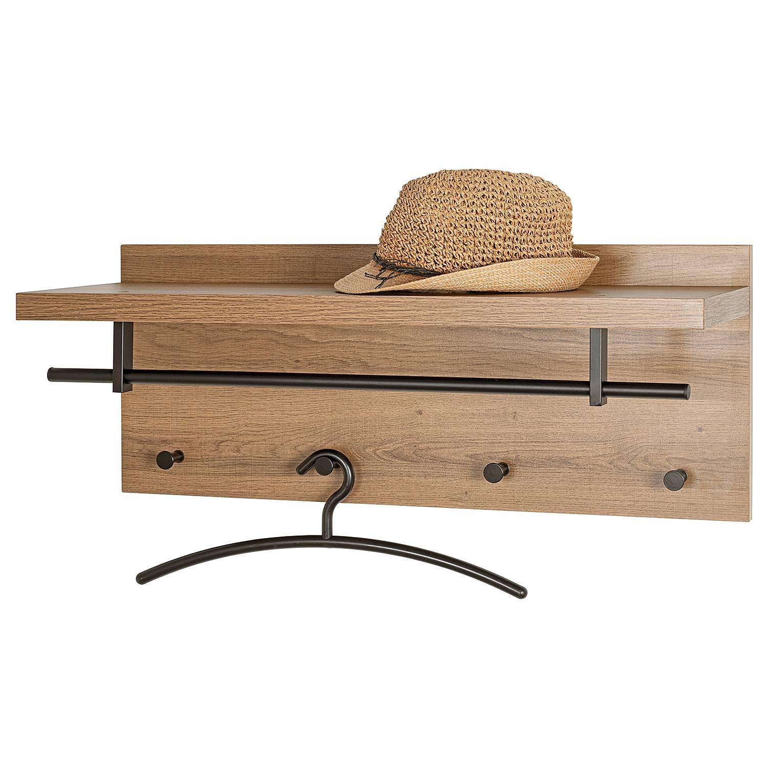 Wall coat rack Dunnet 75 cm Oak Decor Black 2