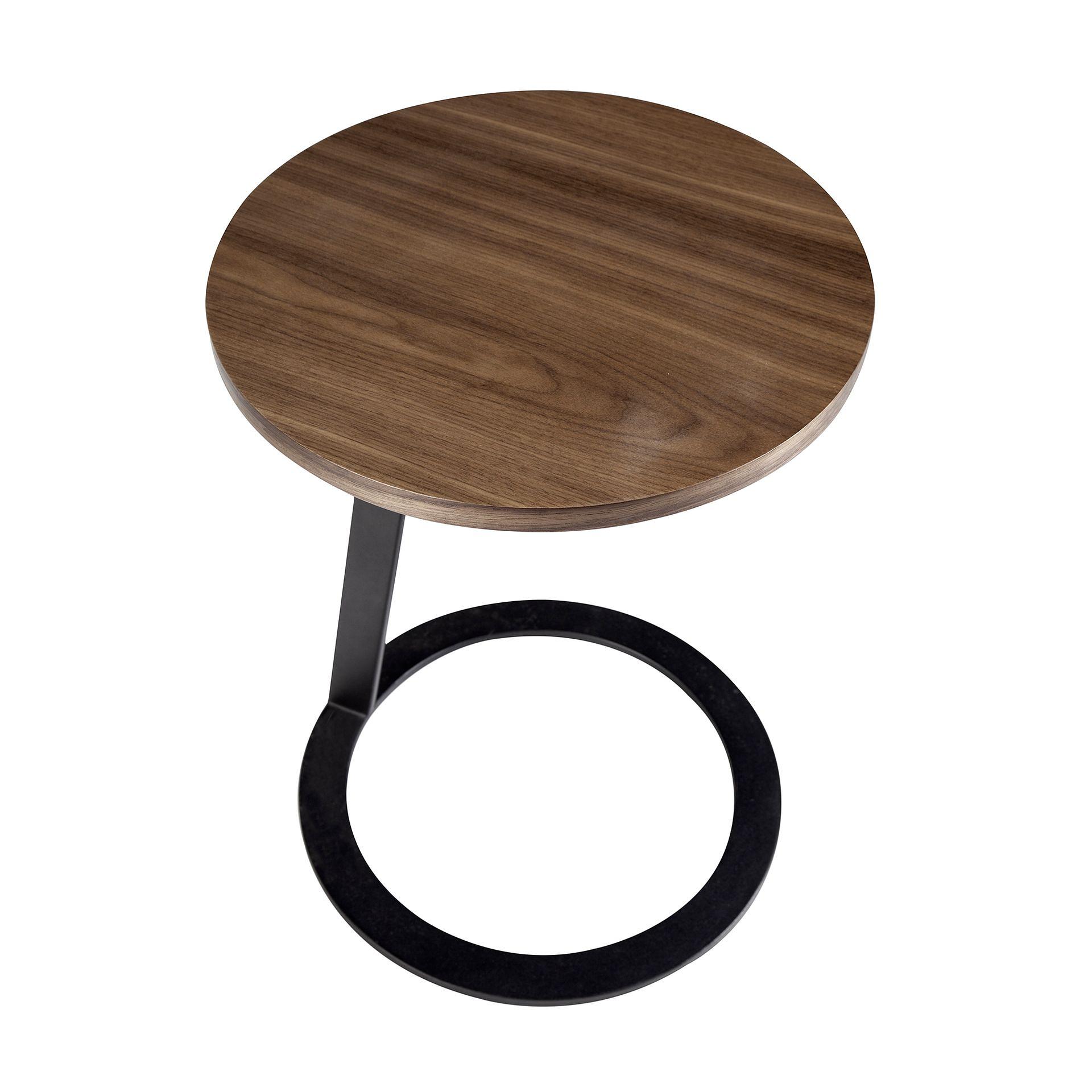 Round corner table walnut and black steel 2115 6