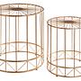 2x Lexi Round Side Table Recycled Wood Iron Gold 1