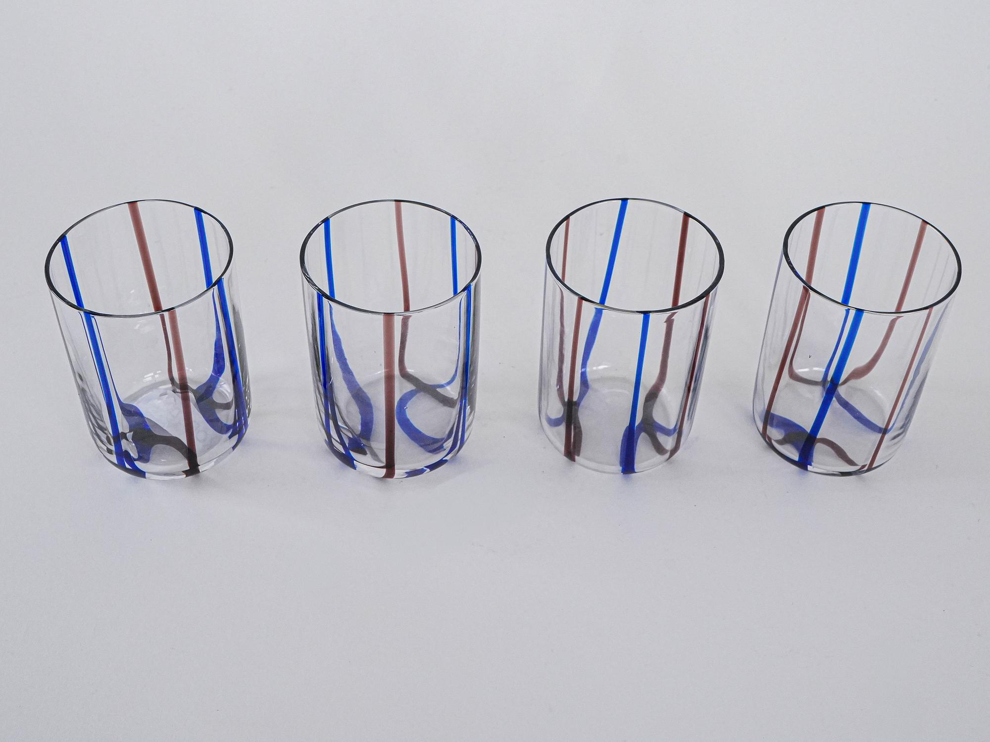 Glasses Set of 4 Multicolored 1970s 4