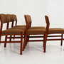 6x Vintage Chair Teak Wood Textile Brown 1970s 4