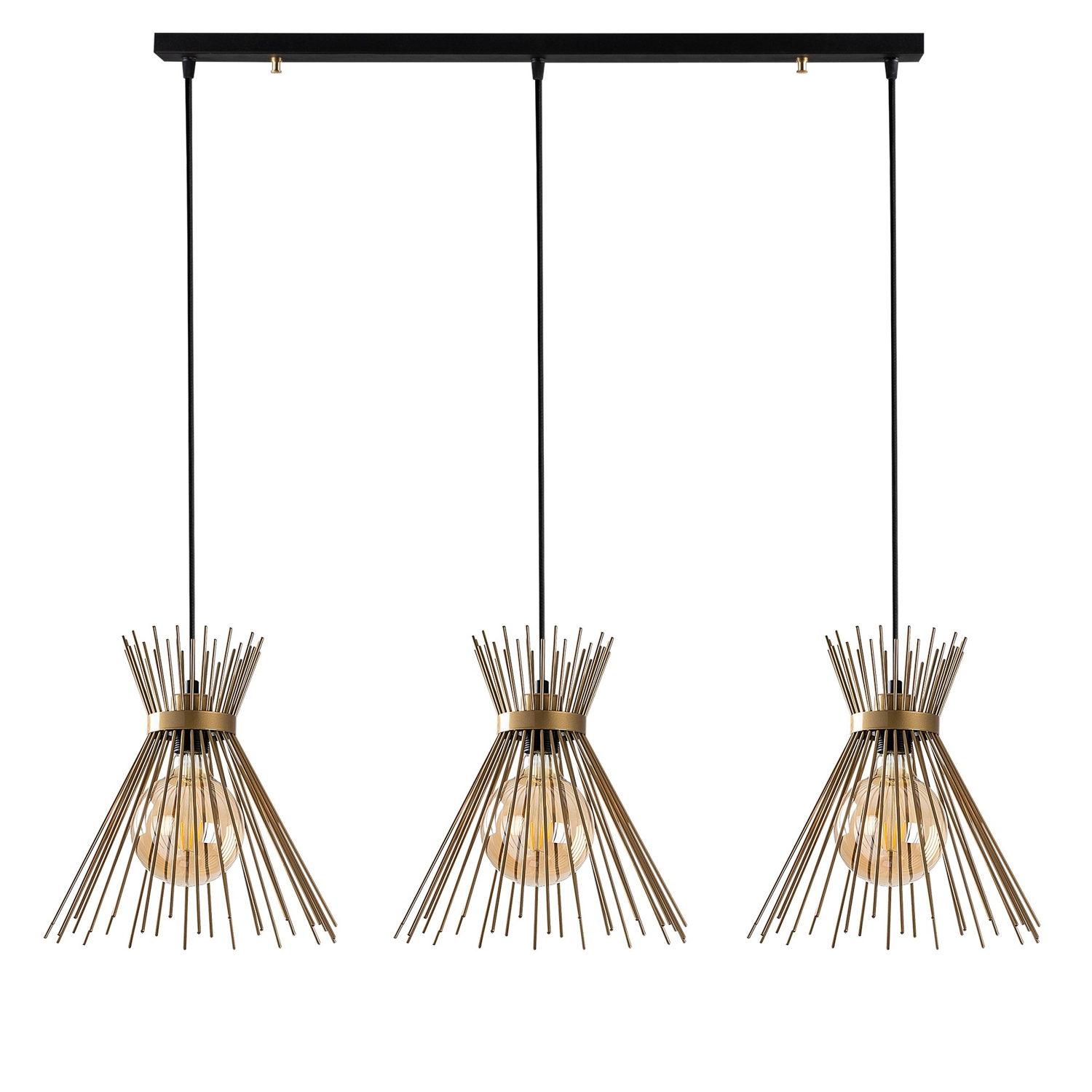 Pendant lamp 3 elements Adjustable height Black 1