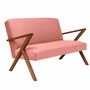 Retrostar 2er Sofa Velvet Line Nussbaum Beizung Rosa 1