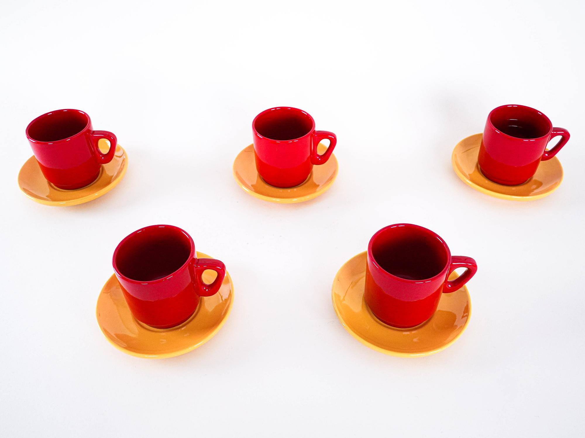 Ceramic Mug Set Red 1980s 5