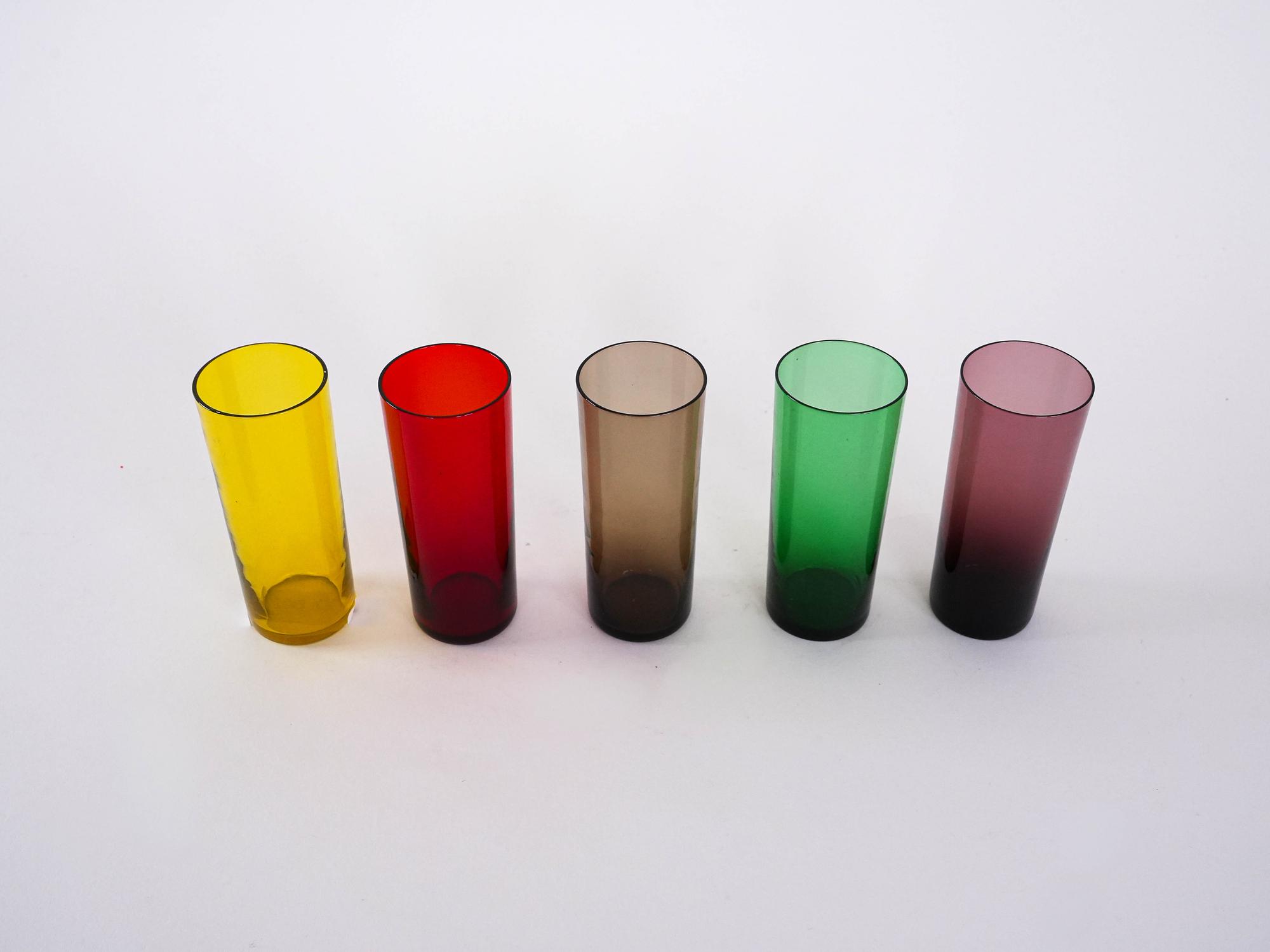 Glass Set Multicolored 1960s 4