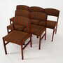 6x Vintage Chair Teak Wood Textile Brown 1970s 3