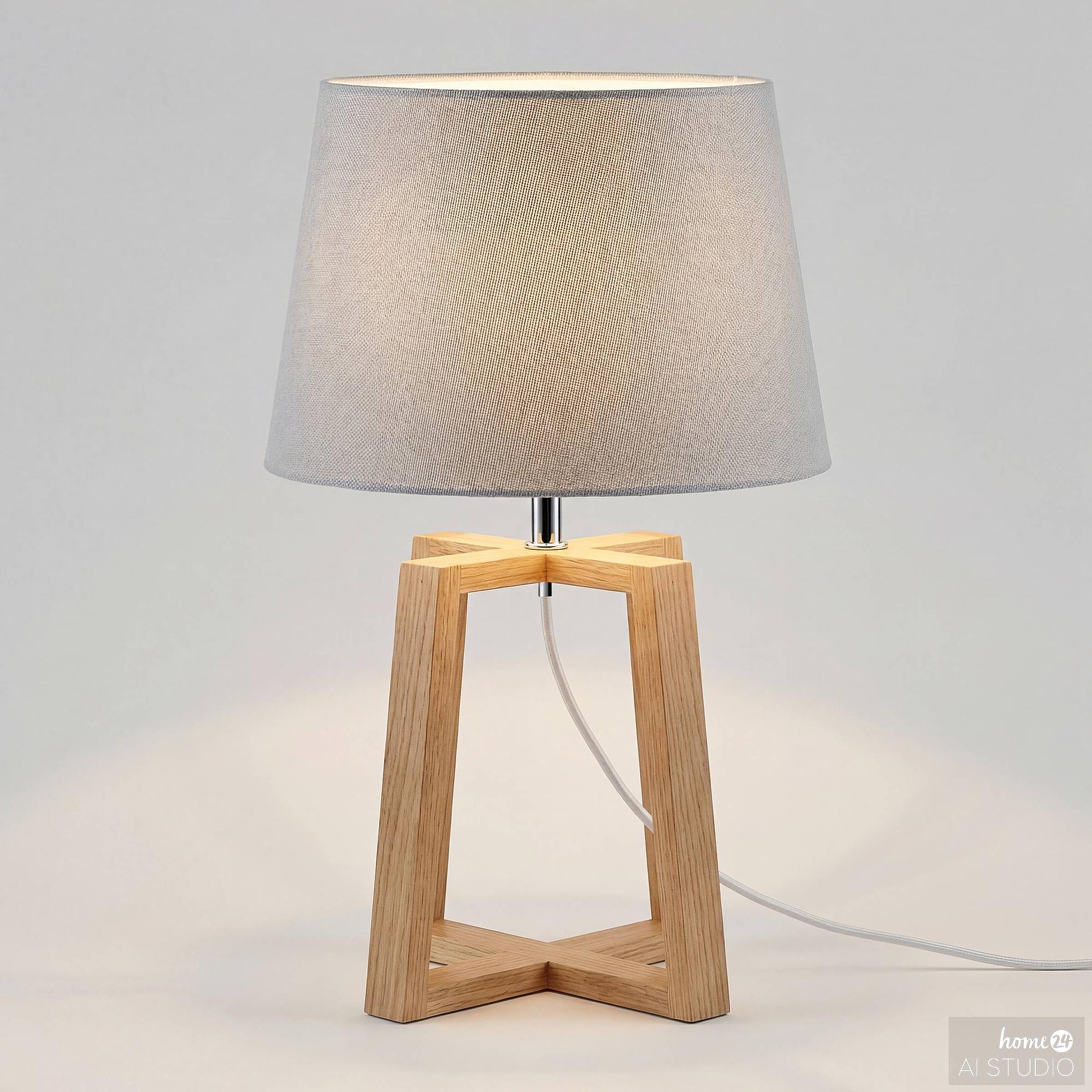 Table lamp Noral 1-light linen solid pine 4