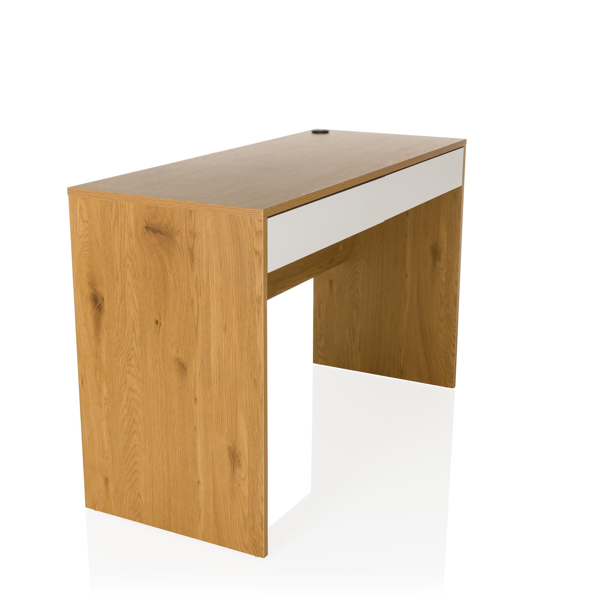 BERGA Scrivania con 2 cassetti Rovere Bianco 7