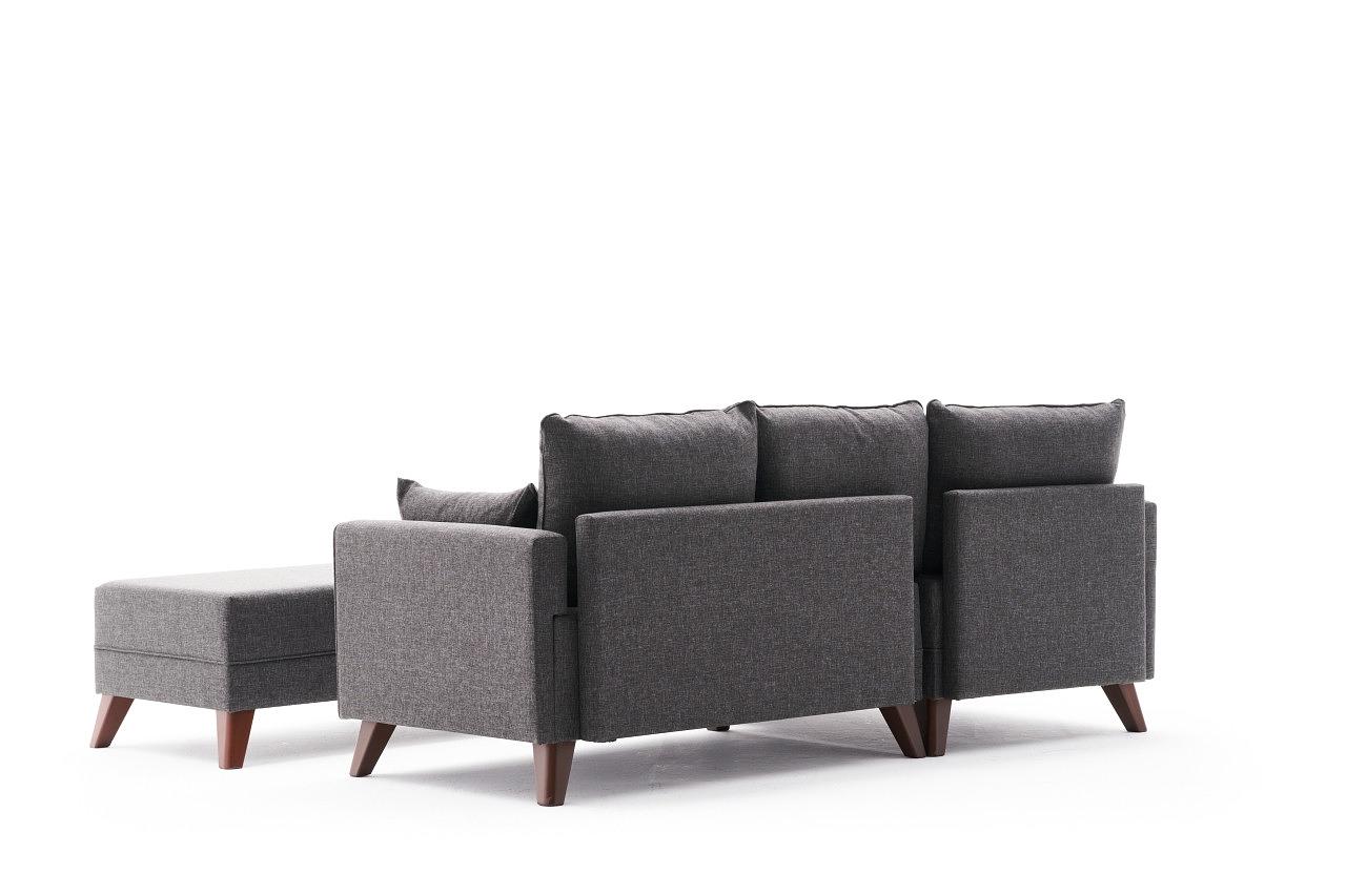 Bella Sofa Récamiere Links mit Hocker Anthrazit 6