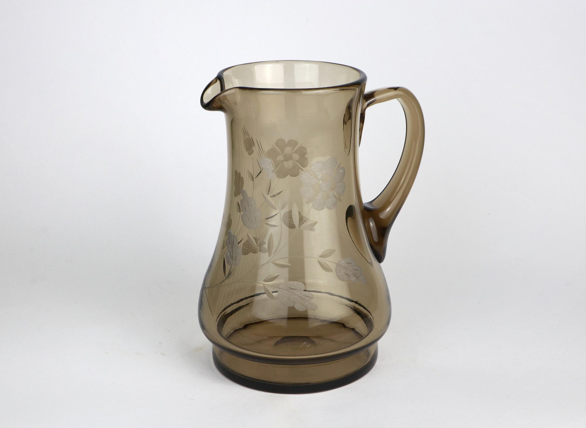 Caraffa vintage in vetro fumé anni '50 3