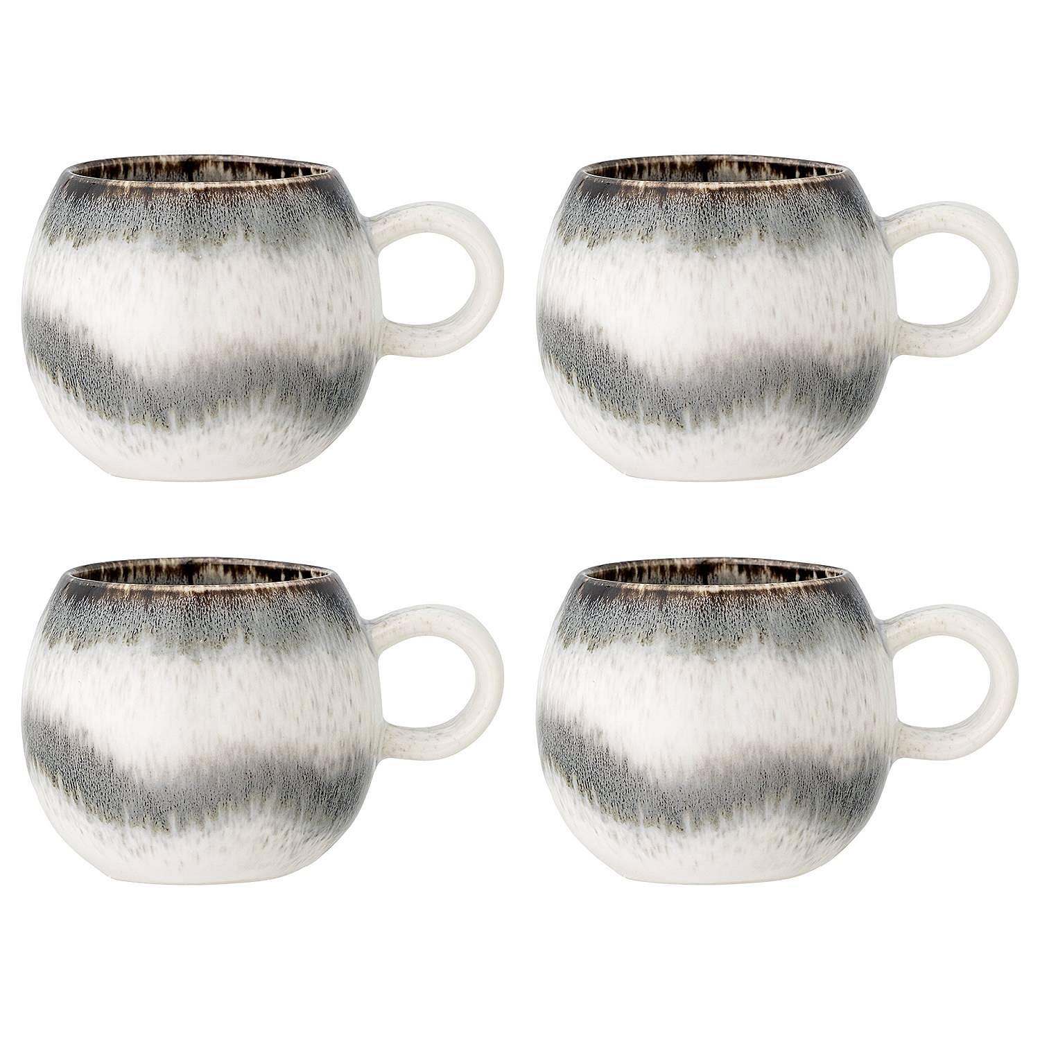 4x Tasse Paula mit Henkel Typ H Steingut Grau 0