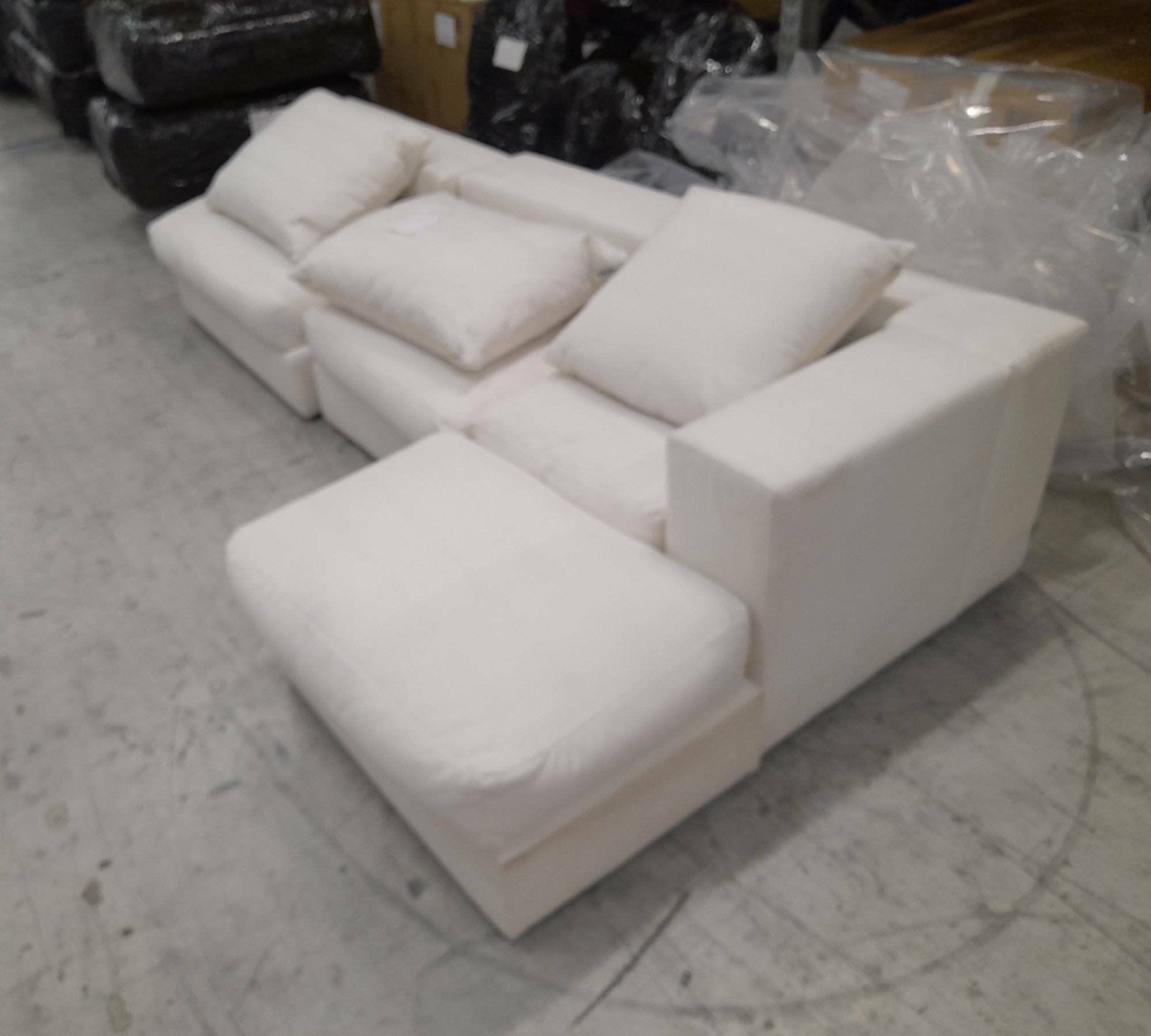Flayr Ecksofa Webstoff Cremeweiß 3
