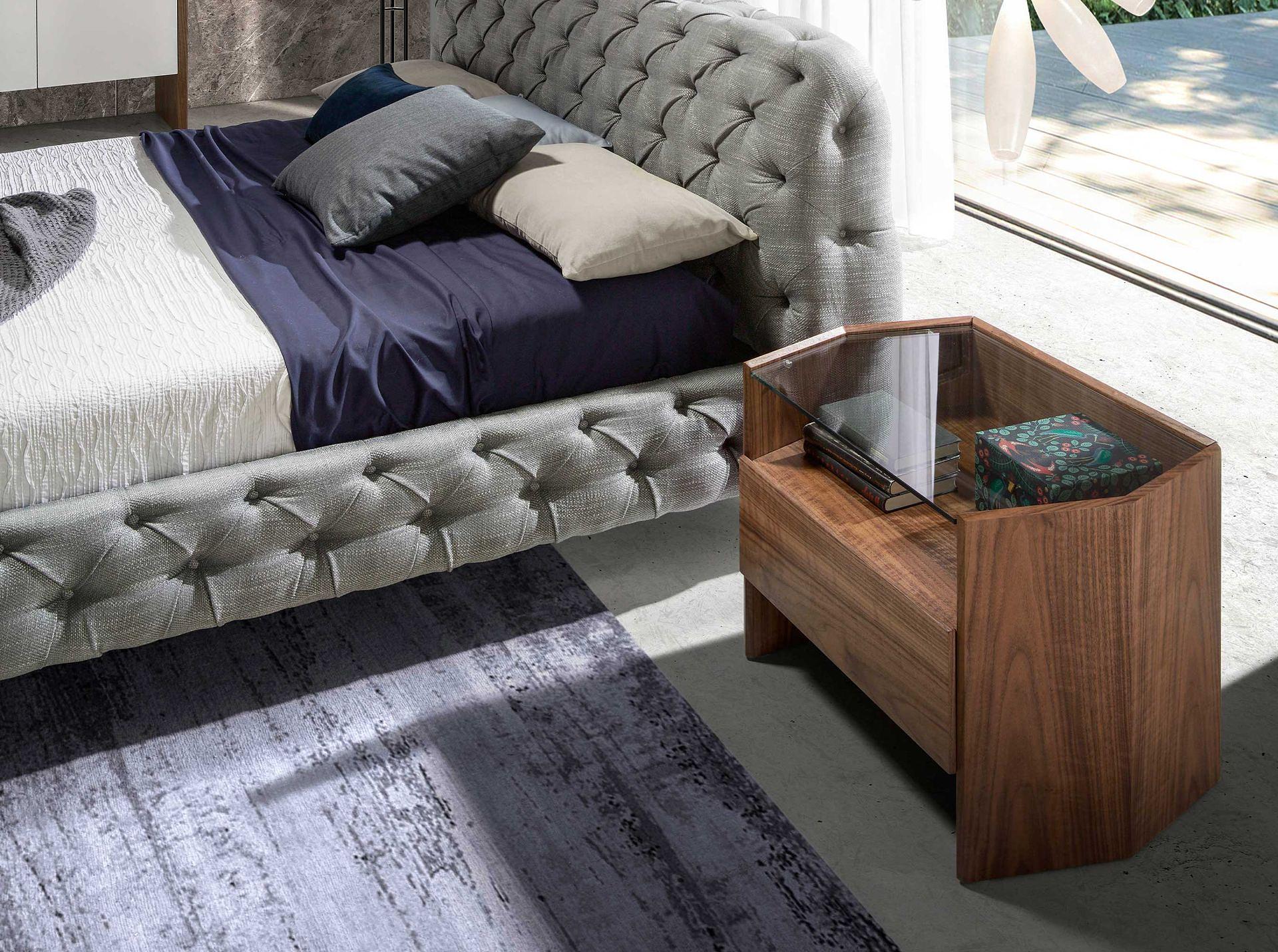 Nightstand walnut with glass top 2