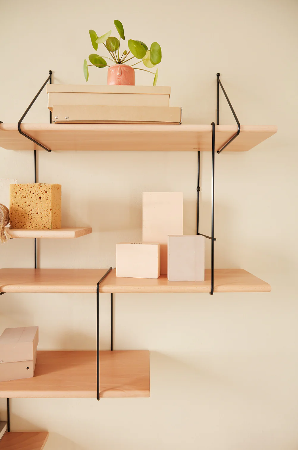 Link Duo Wall Shelf Beech Wood Steel Natural 4