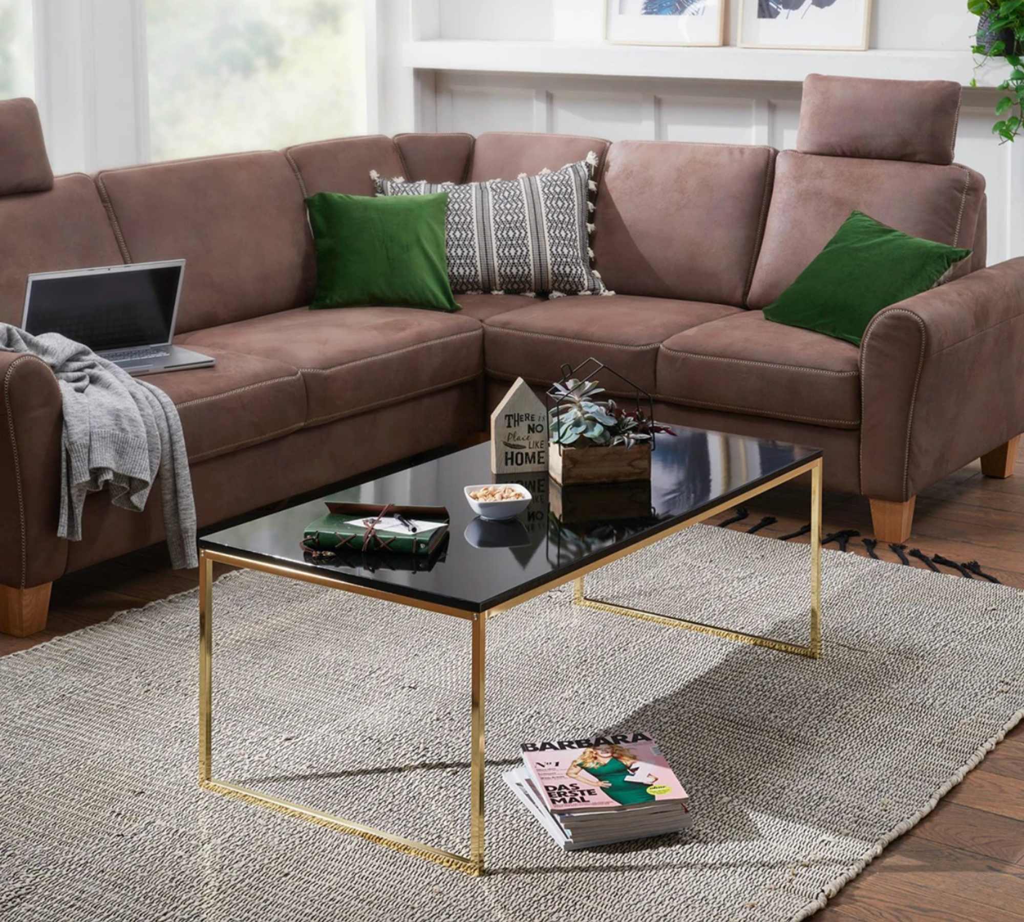 Couchtisch Holz Metall Schwarz Gold 3